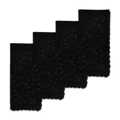 Chefanie Black Eyelet Dinner Napkins (4)| Dinner Napkins