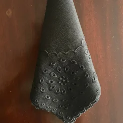 Chefanie Black Eyelet Dinner Napkins (4)| Dinner Napkins