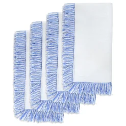Chefanie Blue & White Fringe Dinner Napkins (4)| Dinner Napkins