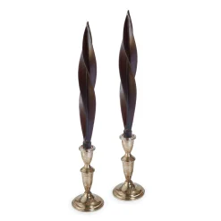 Chefanie Brown Feather Candles (2)| Candles