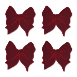 Chefanie Burgundy Bow Cocktail Napkins (4)| Cocktail Napkins