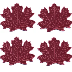 Chefanie Burgundy Leaf Cocktail Napkins (4)| Cocktail Napkins