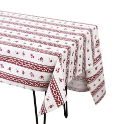 Chefanie Burgundy Stripe Tablecloth| Tablecloths
