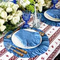 Chefanie Denim Napkins With Ruffled Edge (4)| Dinner Napkins