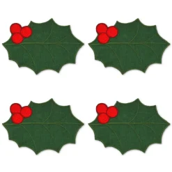 Chefanie Green Holly Leaf Cocktail Napkins (4)| Cocktail Napkins