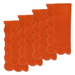 Chefanie Orange Scalloped Dinner Napkins (4)| Dinner Napkins