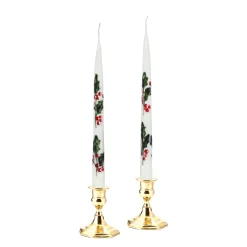 Chefanie Painted Holly Tapers (2)| Candles