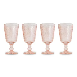 Chefanie Pink Embossed Stem Glasses (4)| Glassware