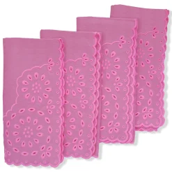 Chefanie Pink Eyelet Dinner Napkins (4)| Dinner Napkins