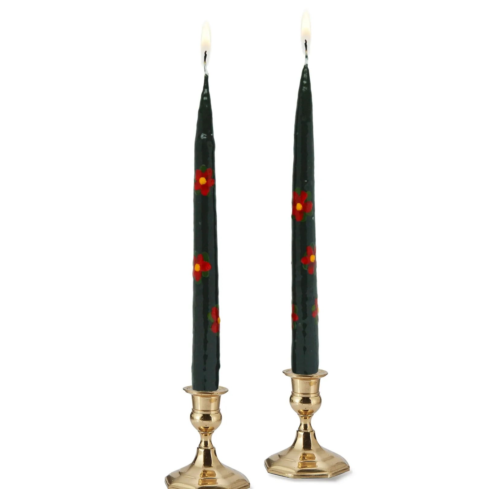 Chefanie Poinsettia Painted Tapers (2)| Candles