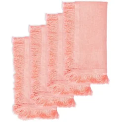 Chefanie Salmon Fringe Dinner Napkins| Dinner Napkins