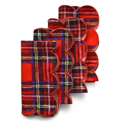 Chefanie Scalloped Tartan Napkins (4)| Dinner Napkins