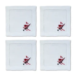 Chefanie Skiing Santa Cocktail Napkins (4)| Cocktail Napkins