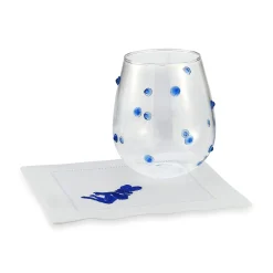 Chefanie Stemless Blue Dot Glasses (4)| Glassware