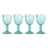 Chefanie Teal Embossed Stem Glasses (4)| Glassware