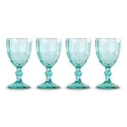 Chefanie Teal Embossed Stem Glasses (4)| Glassware