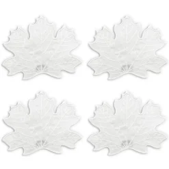 Chefanie White Leaf Cocktail Napkins (4)| Cocktail Napkins